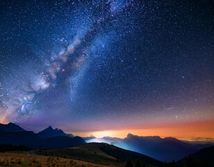 Night sky with stars in the galaxy; landscape background