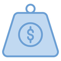 recession icon blue line and blue fill depiction of economic recession