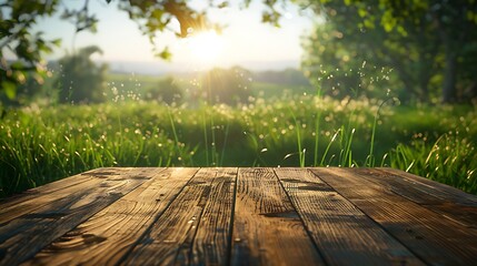 Empty wooden table with christmas theme in background, Warm Glow: A Cozy Evening at a Wooden Table