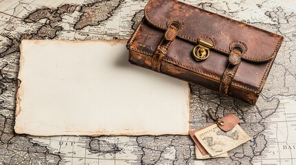 Vintage Travel Accessories on Antique World Map