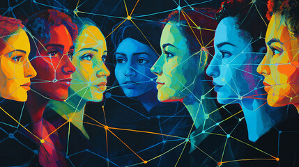 Vibrant portraits interconnected through dynamic lines signify a thriving ecosystem of professional exchange
