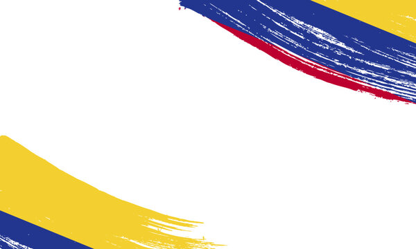 colombia Flag with Brush Stroke Effect, Grunge brush stroke. Watercolor painting flag
