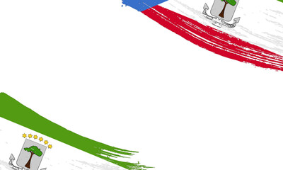 Equatorial Guinea  Flag with Brush Stroke Effect, Grunge brush stroke. Watercolor painting flag
