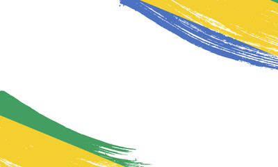 Gabon Flag with Brush Stroke Effect, Grunge brush stroke. Watercolor painting flag