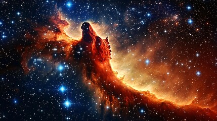 Obraz premium Cosmic Nebula Fiery Horsehead Nebula Space Background
