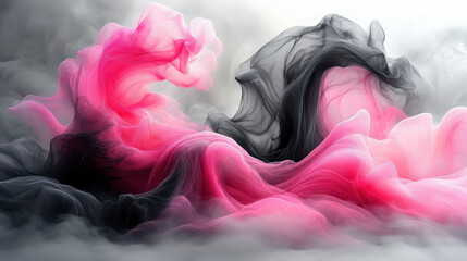 Misty fuchsia pink and charcoal black swirls