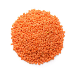 Top view of uncooked red lentils