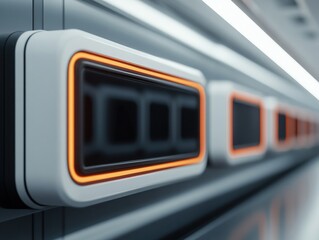 Futuristic control panel with glowing elements, representing advanced technology in an innovative environment.