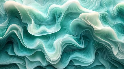 Fototapeta premium Serene Gradient Waves Flowing Organic Aqua Blue Green Abstract Background