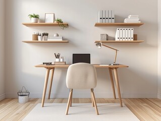 Modern home office with minimalist design elements.