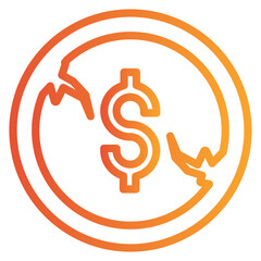 yellow gradient line recession icon