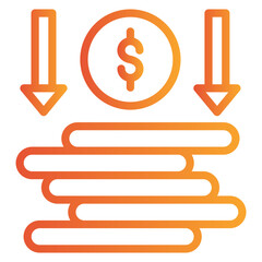 yellow gradient line recession icon