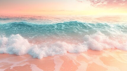 Fototapeta premium Vibrant Gradient Waves Crashing at Tropical Beach Sunset