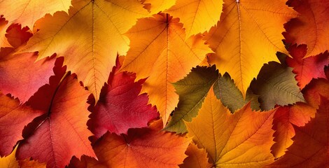 Vibrant Autumn Leaves Background with Rich Red, Orange, and Yellow Hues