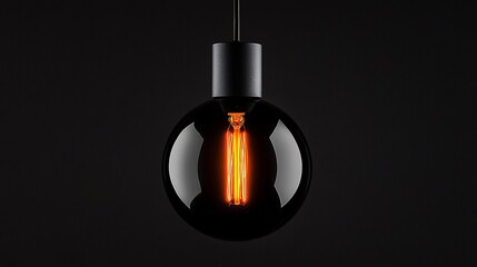 Obraz premium Dark sphere lamp with warm glow.