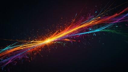 Obraz premium Digital art with intertwined lines and sparks in vibrant colors.