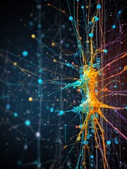 Digital concept of big data and AI neural networks.