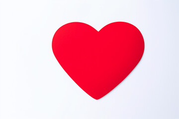 Red heart on a white background top view valentines day greeting card design