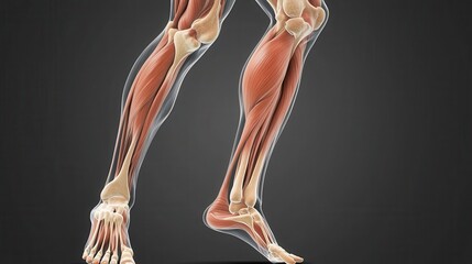 Human Anatomy Leg Muscles and Bones Illustration