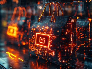 Glowing Security Alert Blocks Cybercriminal s Hacking Attempt on Online Shopping Account Showcasing Fraud Detection Concept