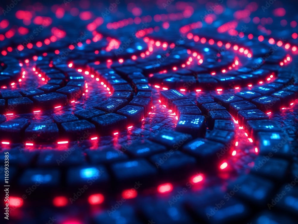 Poster glowing digital network visualizing legitimate and fraudulent transactions with tracing patterns