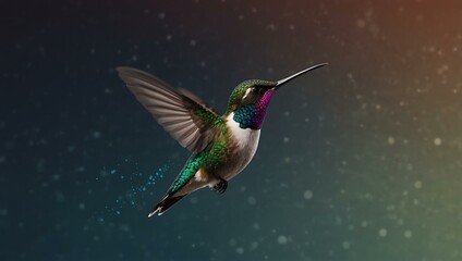 Fototapeta premium Digital innovation concept with a hummingbird in flight.