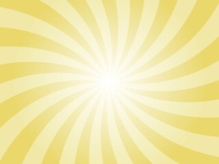 Yellow sun ray vector background. Arylide yellow swirl radial beam sunrise or sunset light retro design illustration. Light sunburst glowing background.
