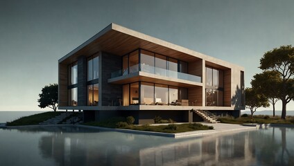 Fototapeta premium Digital tech illustration of a house design.