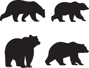 set of bear animal silhouette design vector art illustration