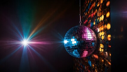 Disco ball reflecting light in a dance party.