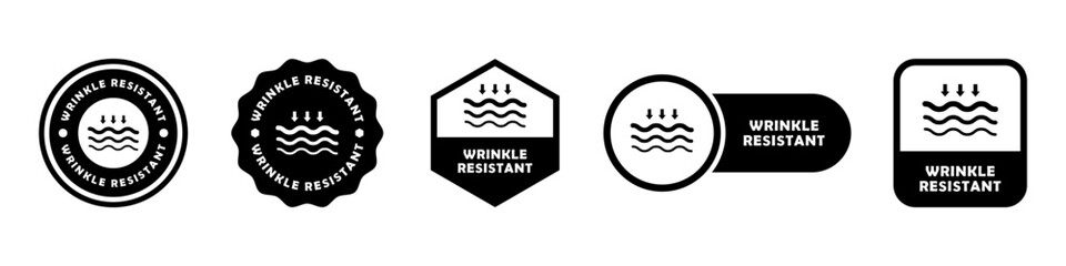 Wrinkle Resistant - vector signs for product information label.