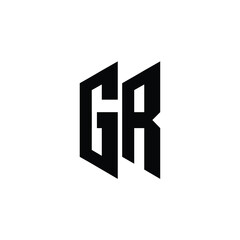 GR monogram logo design letter text name symbol monochrome logotype alphabet character simple logo