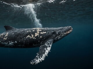 Fototapeta premium Diving humpback whale’s fin emerging.