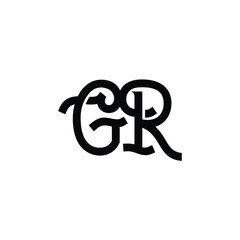 GR monogram logo design letter text name symbol monochrome logotype alphabet character simple logo