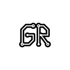 GR monogram logo design letter text name symbol monochrome logotype alphabet character simple logo