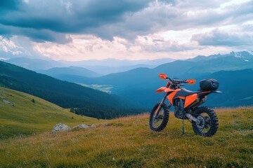Obraz premium Mature Adult on a racing bike climbing the hill at mediterranean sea landscape coastal mountain road - mallorca mountains. Beautiful simple AI generated image