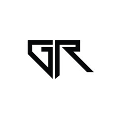 GR monogram logo design letter text name symbol monochrome logotype alphabet character simple logo