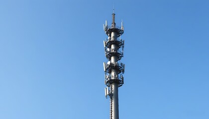 Obraz premium Communication tower against a blue sky backdrop