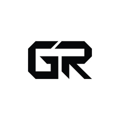 GR monogram logo design letter text name symbol monochrome logotype alphabet character simple logo