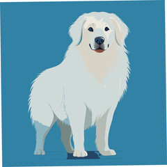 This digital product features a Great Pyrenees dog breed, known for being intelligent and smaller in size, capturing its unique traits and charm in a detailed vector illustration.