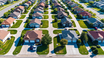Neighborhood with many houses and a street
