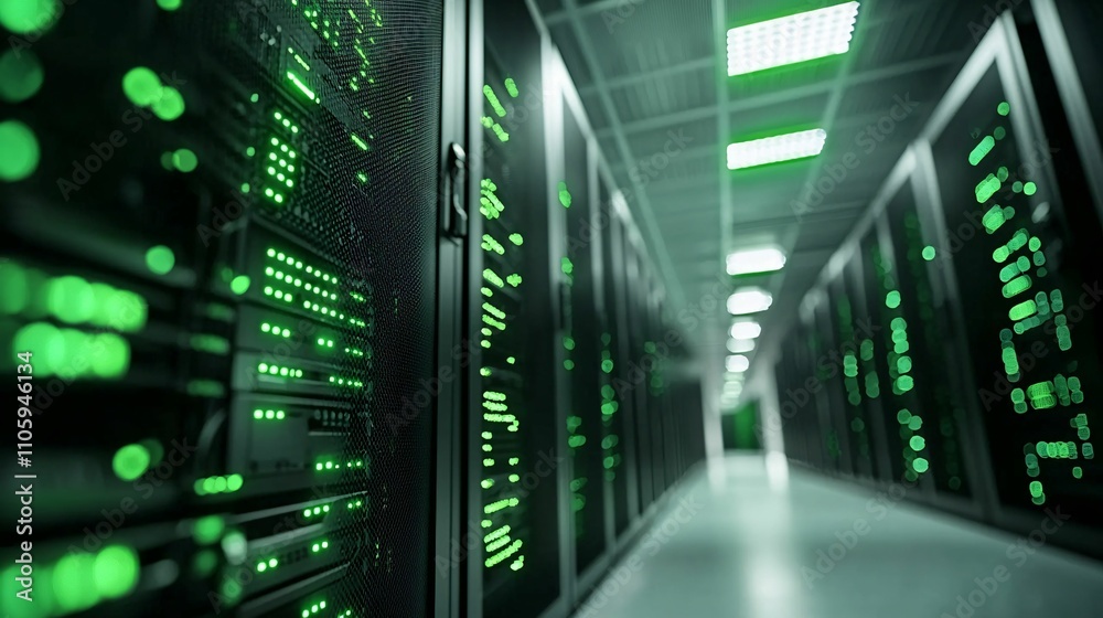 Aufkleber concept of programming and technology, dark environment. data center corridor with illuminated serve
