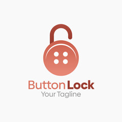 Button Lock Logo Design Template. Good for Business, Agency, Community and Organization. 