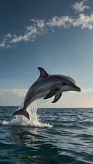 Fototapeta premium Dolphin jumping in the ocean.
