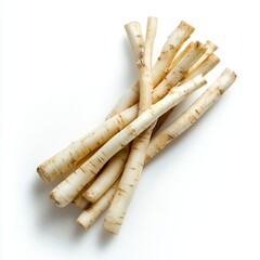 Closeup of Aromatic Fingerroot Cluster on White Background