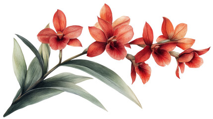 Obraz premium orange moon orchid or Phalaenopsis amabilis water color illustration