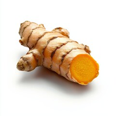 Close up of Vibrant Yellow Turmeric Root with Rough Textured Skin and Fresh Appearance