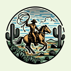 Western Cowboy riding a galloping horse