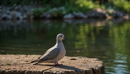 Dove by the lakeside.