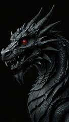 Dragon silhouette illustration in black for graphic use.